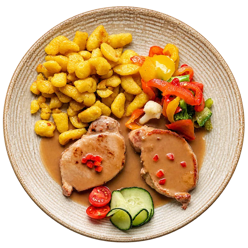 Schweinssteak an Rahmsauce im Restaurant Zur Traube